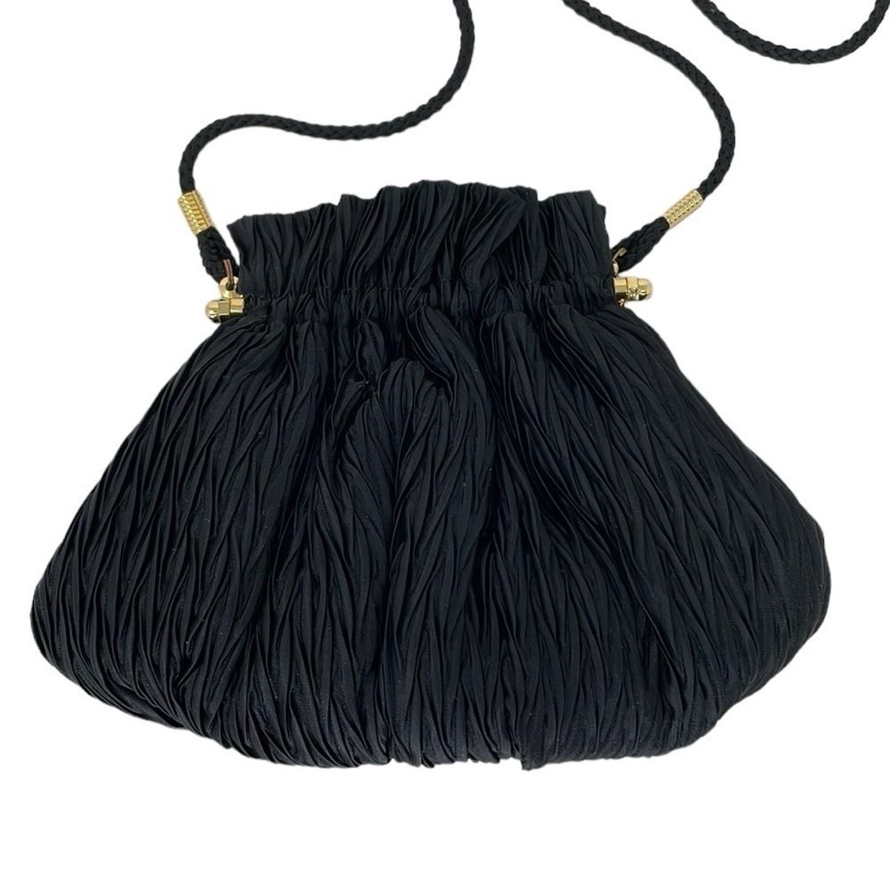 Whiting and Davis Purse Black Pleated Shoulder Bag Vintage